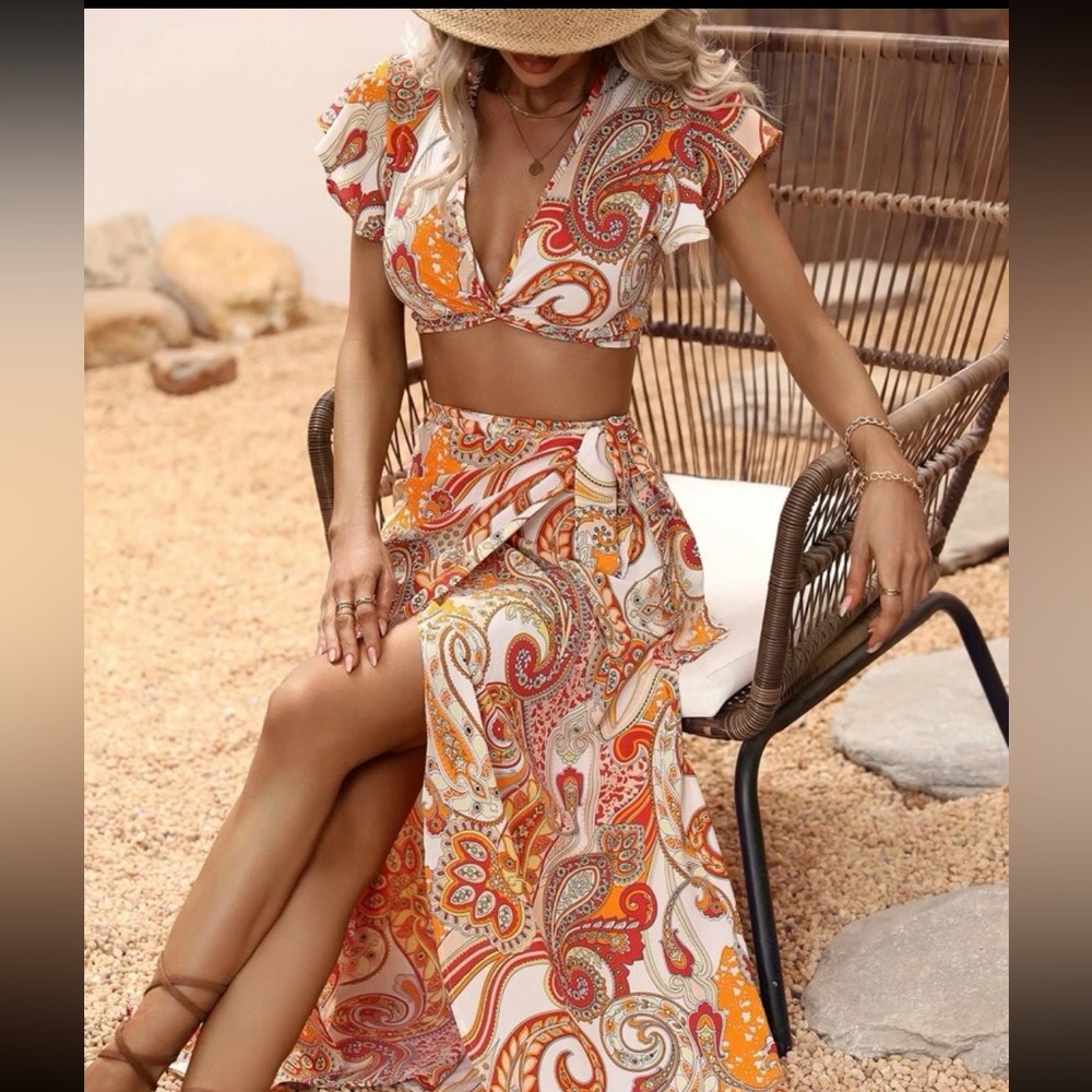 COPY - Shein wrap skirt and matching top
